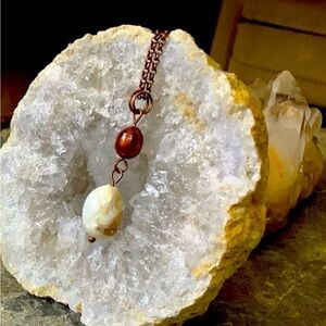 Minimalist Sea Shell Freshwater Pearl Dainty Handcrafted Necklace.